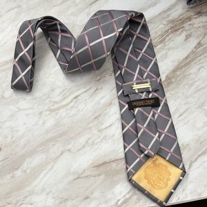 Gray and Pink Checkered Trump Tie
